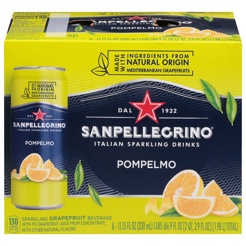 Sanpellegrino Italian Pompelmo Sparkling Drinks 6 - 11.15 fl oz Cans - 4 Pack