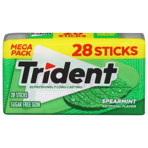 Trident Sugar Free Spearmint Gum Mega Pack 28 Sticks - 28 CT 6 Pack