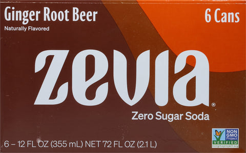 Zevia Zero Sugar Ginger Root Beer Soda  72 FZ