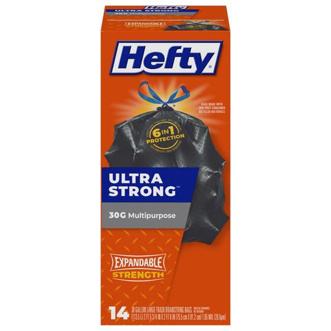 Hefty Ultra Strong 30 Gallon Large Trash Drawstring Bags 14 CT
