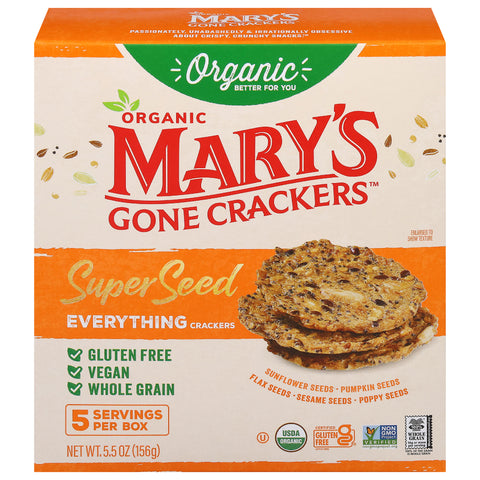 Mary's Gone Crackers Organic Super Seed Everything Crackers 5.5 oz - 6 Pack