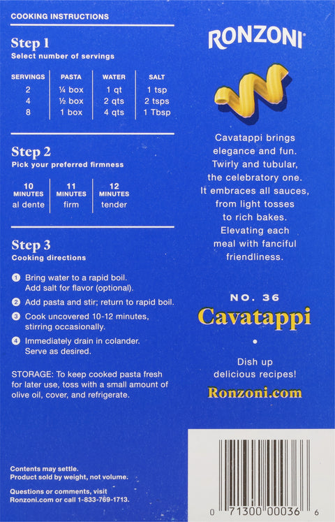 Ronzoni Cavatappi Pasta 16 OZ