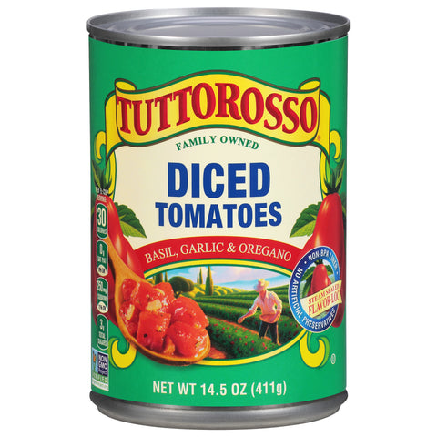 Tuttorosso Diced Tomatoes Basil, Garlic & Oregano 14.5 OZ