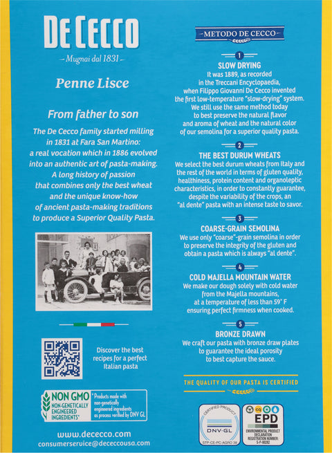 Dececco Penne Lisce Pasta 16 OZ