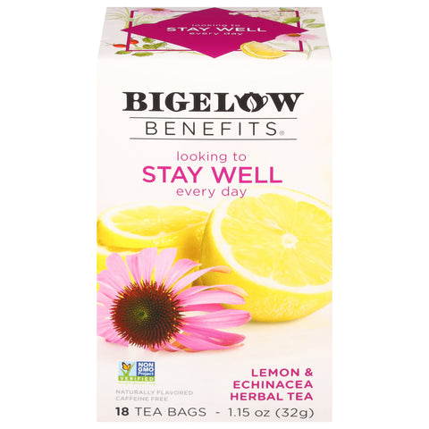 Bigelow Benefits Lemon & Echinacea Herbal Tea 18 CT