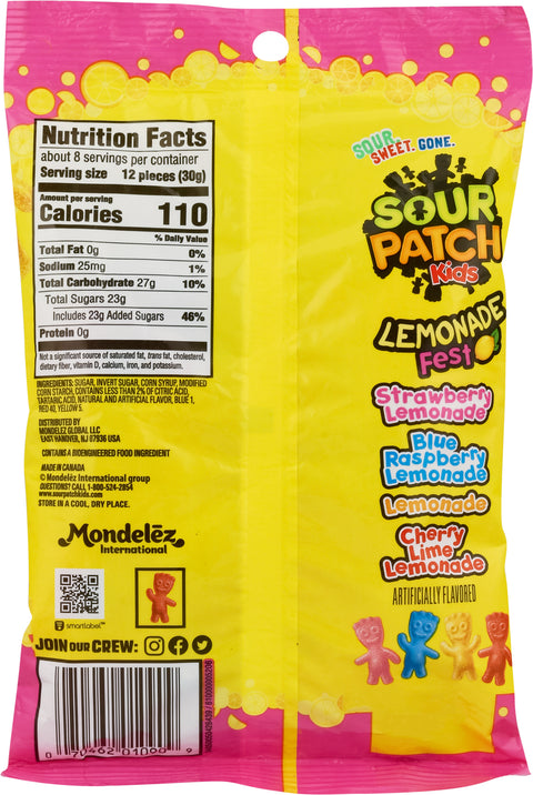 Mondelez Sour Patch Kids Lemonade Fest Candy 8.02 OZ