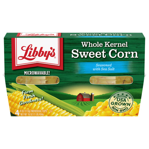 Libby's Microwavable Whole Kernel Sweet Corn 4 - 4 oz Cups - 6 Pack