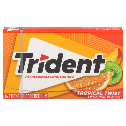 Trident Sugar Free Tropical Twist Gum 14 ea - 14 CT 12 Pack