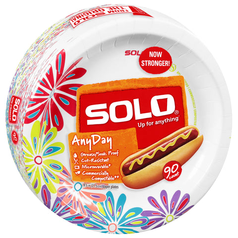 Solo AnyDay Paper Plates 8.5 Inch 90 ea