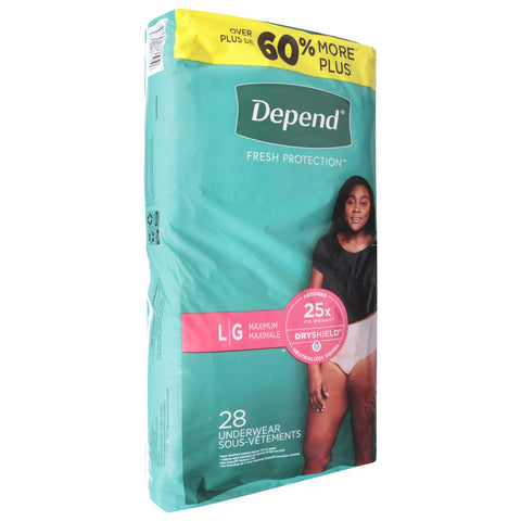Depend Fresh Protection Maximum Underwear L 28 ea