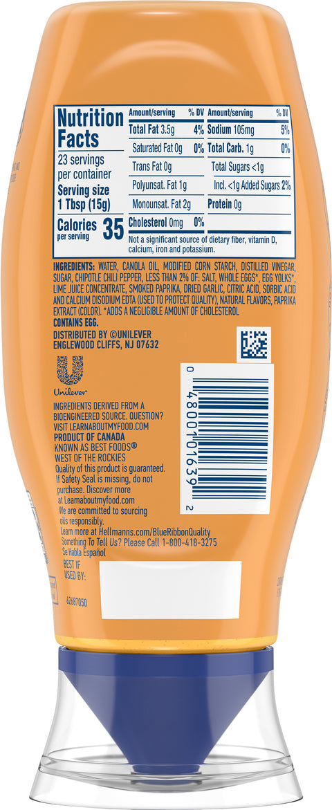 Hellmann's Chipotle Mayonnaise Squeeze  11.5 FZ