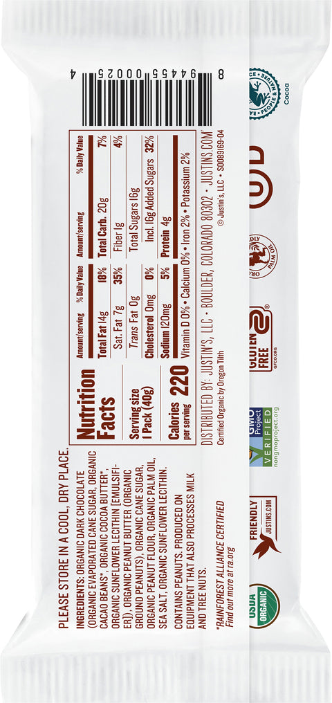 Justin's Organic Dark Chocolate Peanut Butter Cups 1.4 OZ