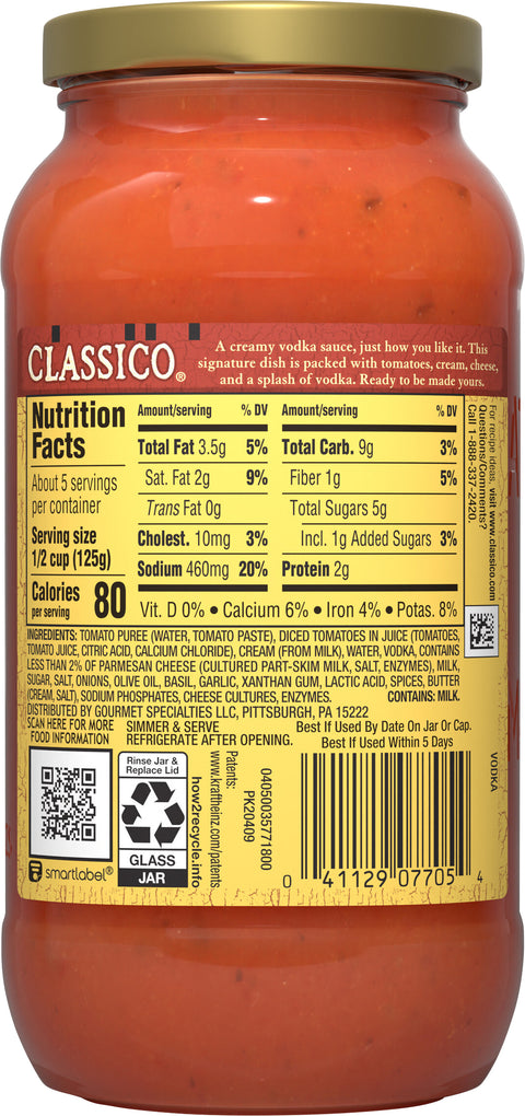 Classico Sauce Pasta Vodka Sauce 24 OZ