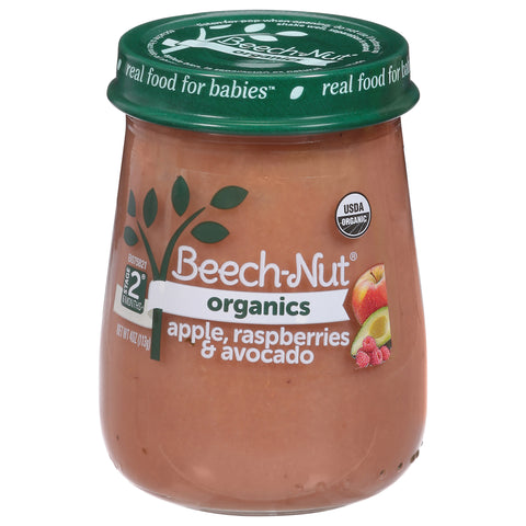 Beech-Nut Organics Stage 2 (6 Months+) Apple, Raspberries & Avocado 4 oz - 10 Pack
