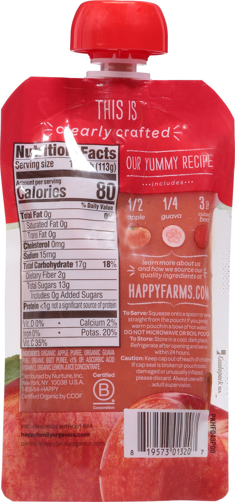 Happy Baby Organic Stage 2 Clearly Crafted Apples, Guavas & Beets 4 OZ