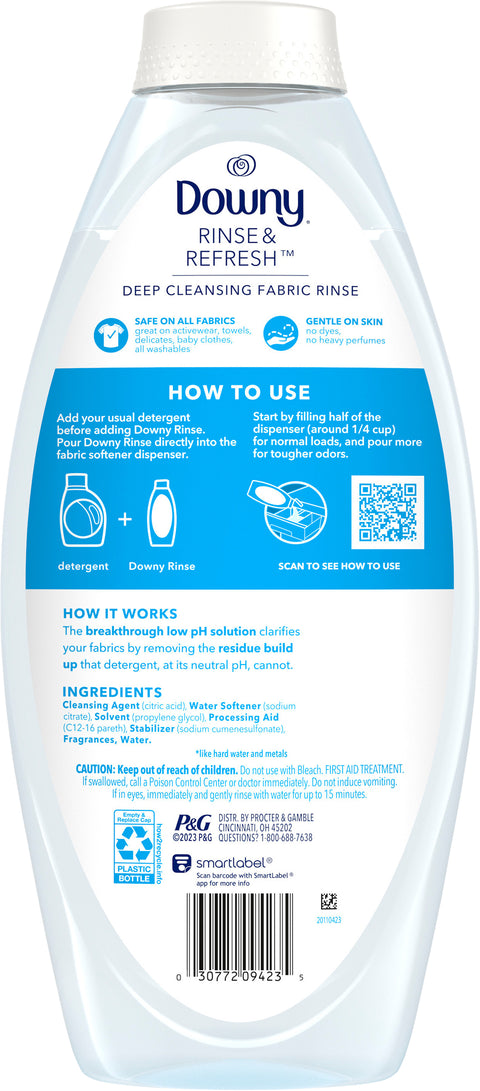 Downy Rinse & Refresh Laundry Odor Remover and Fabric Softener, Ocean Mist, 48 fl oz, Safe On All Fabrics, HE Compatible