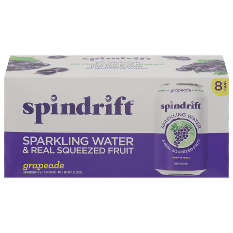 Spindrift Grapeade Sparkling Water 8 - 12 fl oz Cans - 3 Pack