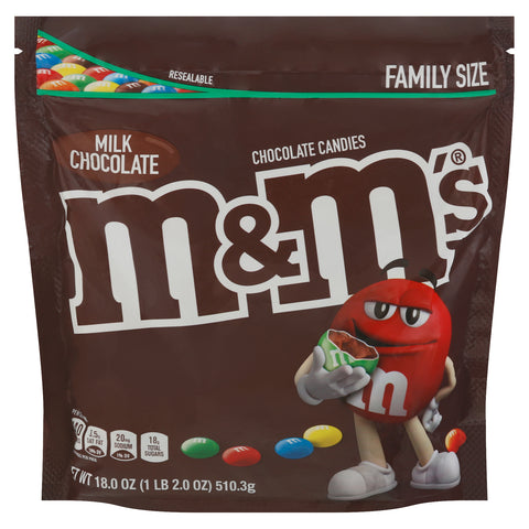 M&M's Milk Chocolate Chocolate Candies Family Size 18.0 oz - 12 Pack