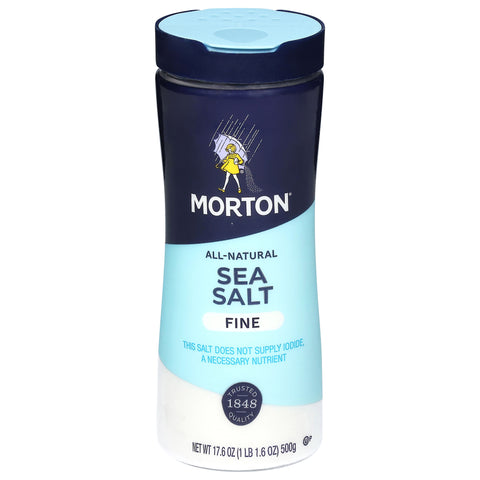 Morton All-Natural Fine Sea Salt 17.6 oz - 12 Pack