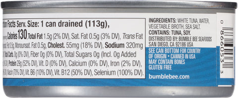 Bumble Bee Tuna Albacore Solid White In Water 5 OZ