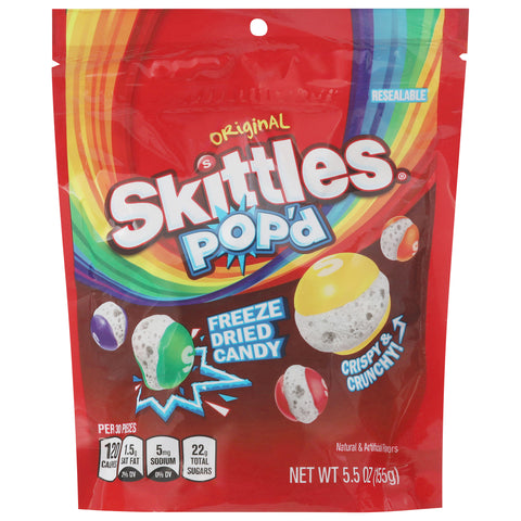 Skittles Pop'd Original Freeze Dried Candy 5.5 oz - 8 Pack