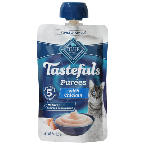 Blue Buffalo Blue Tastefuls Natural Purees Cat Food Complement with Chicken 3 oz - 12 Pack