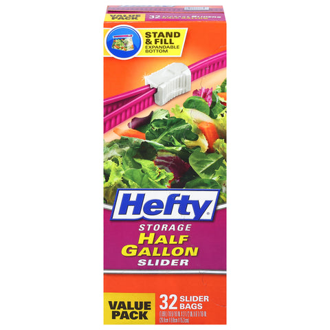 Hefty Storage Half Gallon Slider Bags Value Pack 32 ea - 9 Pack