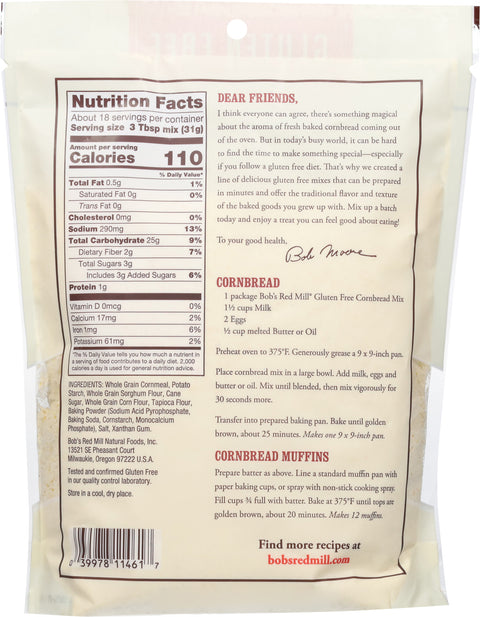 Bob's Red Mill Gluten Free Cornbread Mix 20 OZ