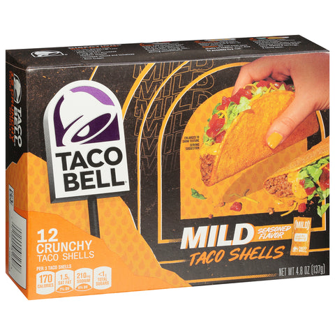 Taco Bell Mild Seasoned Flavor Crunchy Taco Shells 12 ea