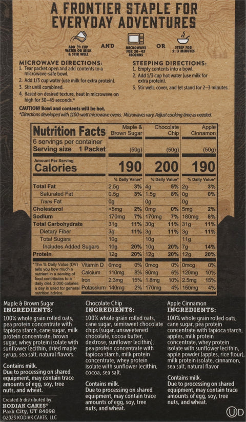 Kodiak Oatmeal Variety Pack 6