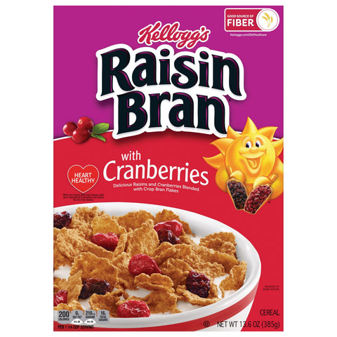 Kellogg's Raisin Bran Breakfast Cereal Original with Cranberries, 13.6 oz