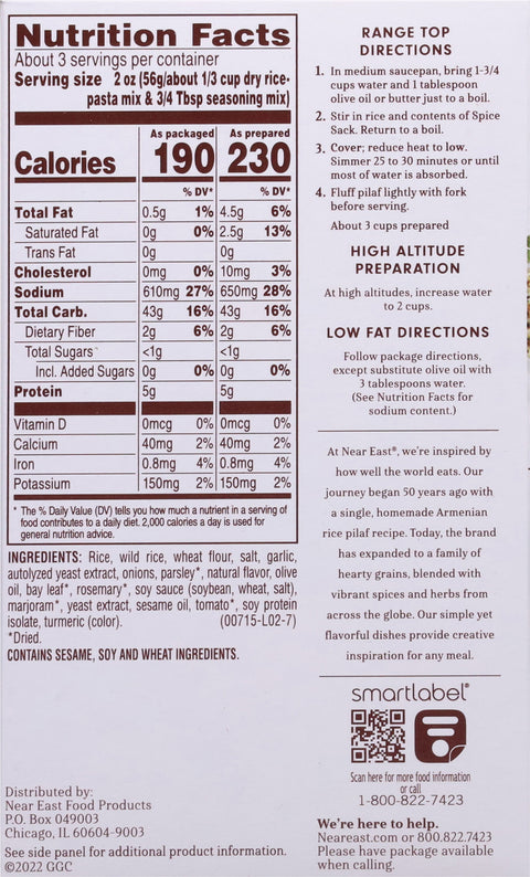 Near East Long Grain & Wild Rice Garlic & Herb 5.9 OZ