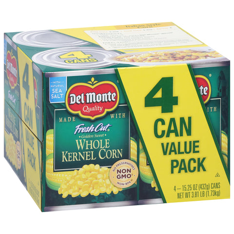 Del Monte Fresh Cut Whole Golden Sweet Kernel Corn Value Pack 4