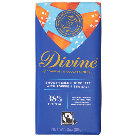 Divine Smooth Milk Chocolate with Toffee & Sea Salt 3 oz - 12 Pack