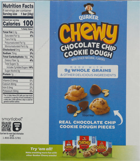 Quaker Chocolate Chip Cookie Dough Granola Bars 6.7 OZ