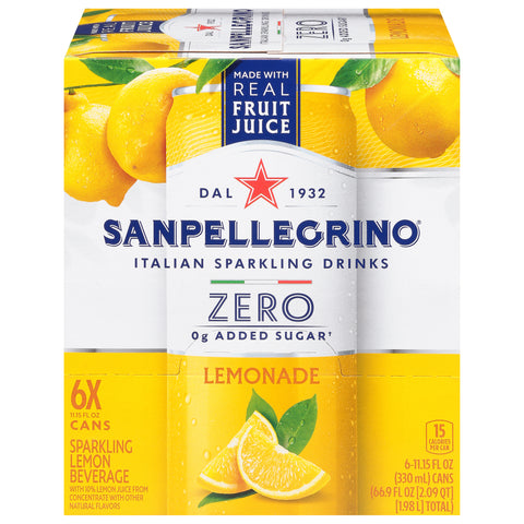 Sanpellegrino Sparkling Lemonade Lemon Beverage 6 - 11.5 fl oz Cans - 4 Pack