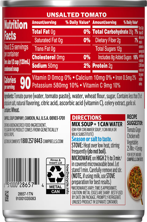 Campbell's Red And White Soup Unsalted Tomato 10.75 OZ