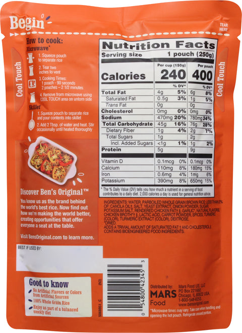 Ben's Original Ready Rice Chicken Whole Grain Brown 8.8 OZ