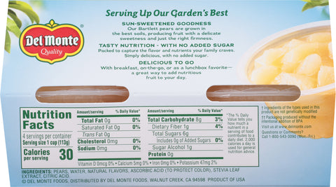 Del Monte Fruit Cups Diced Pears No Sugar Added 16 OZ