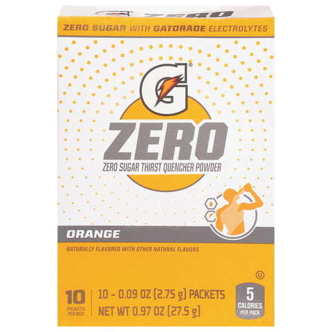 Gatorade Zero Zero Sugar Orange Thirst Quencher Powder 10-Pack 10 - 0.09 oz Packets - 12 Pack