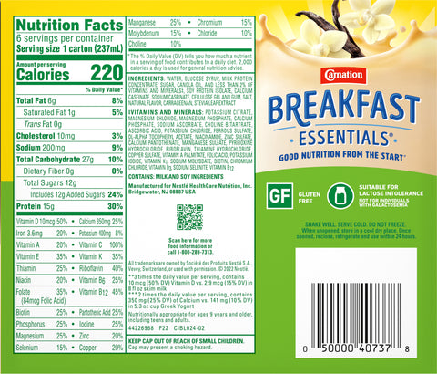 Carnation Ready To Drink Breakfast Hi-Pro Vanilla 48 FZ