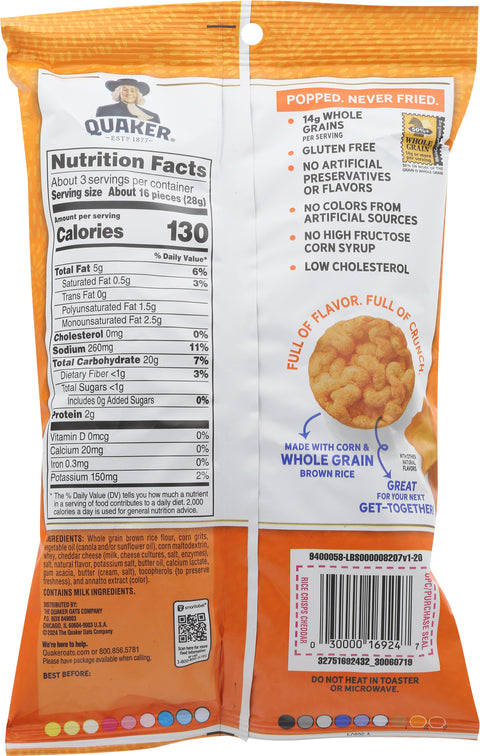 Quaker Snacks Popped White Cheddar 3.03 OZ
