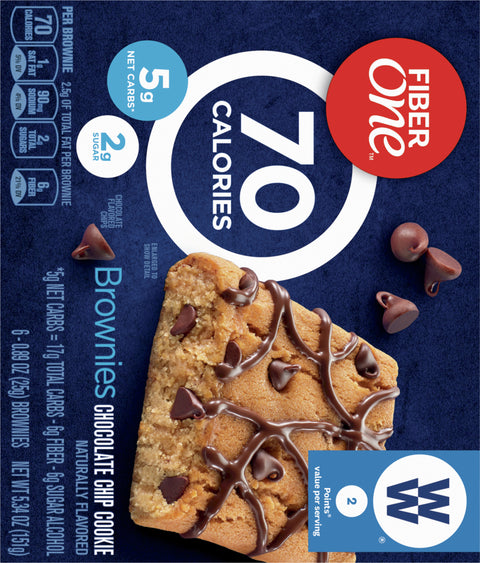 Fiber One 90 Calorie Brownies Chocolate Chip Cookie 5.34 OZ