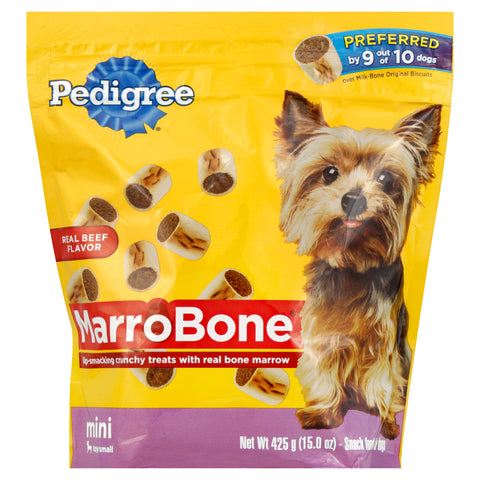 Pedigree Mini Marrobone Real beef Flavor Snack Food for Dogs 15 oz - 4 Pack