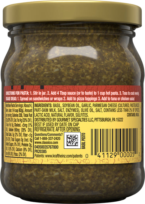 Classico Sauce Pasta Traditional Basil Pesto 8.1 OZ