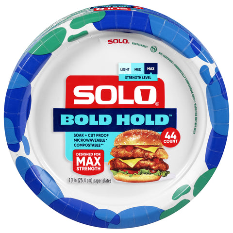 Solo Bold Hold Max Strength Paper Plates 10 Inch 44 ea - 14 Pack