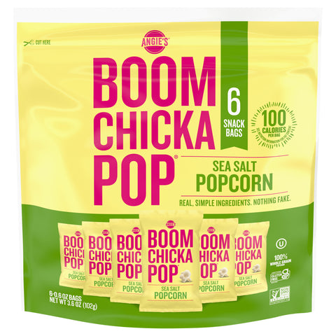 Angie's Boom Chicka Pop Gluten Free Sea Salt Popcorn 6 Bags 3.6 OZ