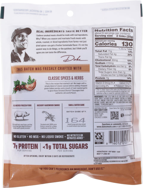 Duke's Original Shorty Smoked Sausages 5 OZ
