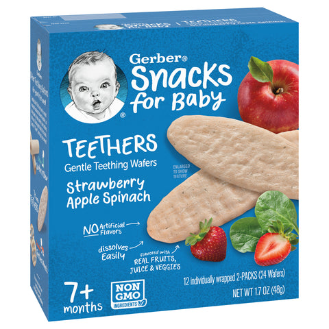 Gerber Strawberry Apple Spinach Teethers 1.7 OZ