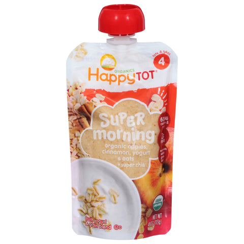 Happy Tot Organic Stage 4 Super Morning Apple, Cinnamon, Yogurt & Oats & Super Chia 4 OZ